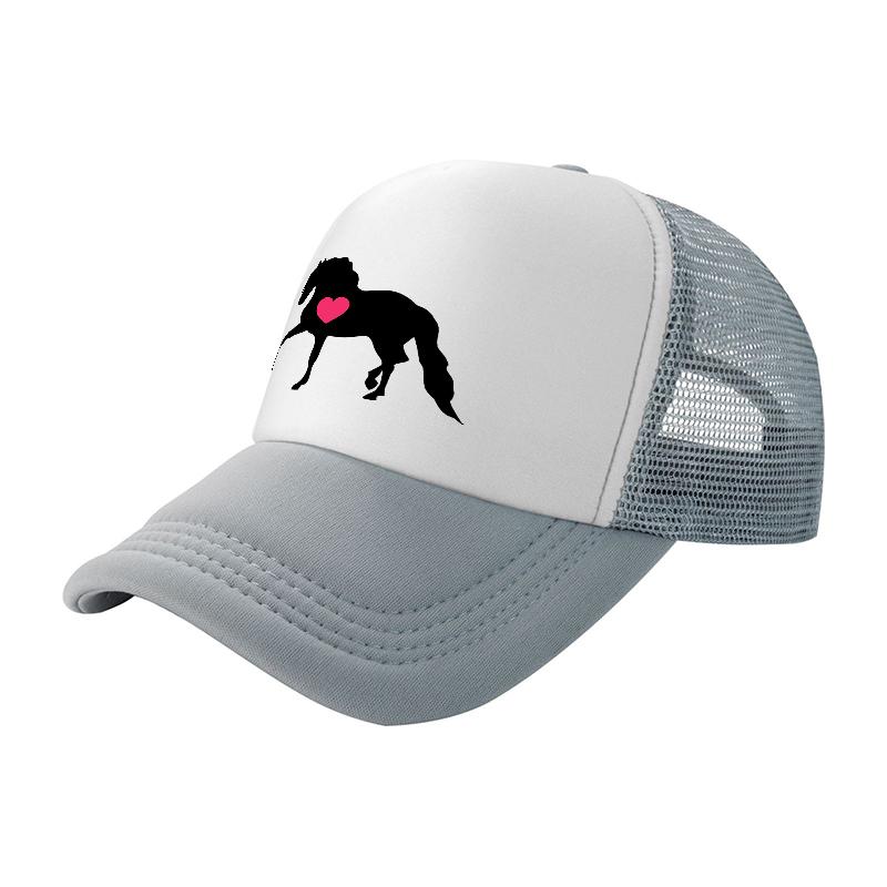 Horse with Heart Logo Mesh Trucker Hat Breathable Adjustable Baseball Cap for Adults and Unisex Fashion Accessory