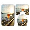 Beach View Bathroom Floor Mat Three-Piece Toilet Carpet Toilet Mat Set Door Mat Bathroom Non-Slip Mat