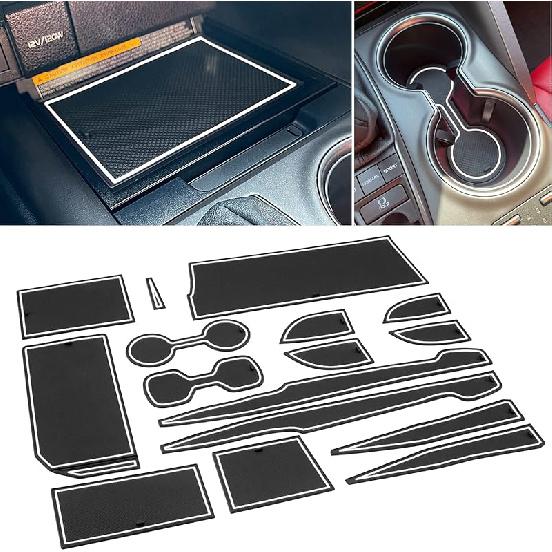 For Toyota Camry Accessories 2018      2024  Cup Holder Ert, Center Console Liner Organizer Door Pocket Mats (White Trim) - 16 Pcs Set
