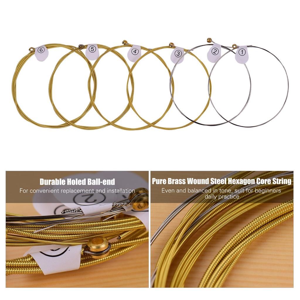 ZIKO DAG 011 Custom Light Acoustic Folk Guitar Strings High Carbon Steel Core Wire Brass Wound Corrosion Resistant 6