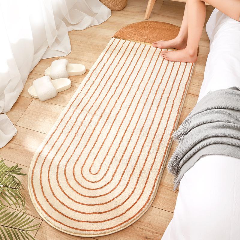 Bedroom Bedside Oval Carpet Modern and Simple Machine Washable Bay Window Balcony Long Strip Short Plush Carpet