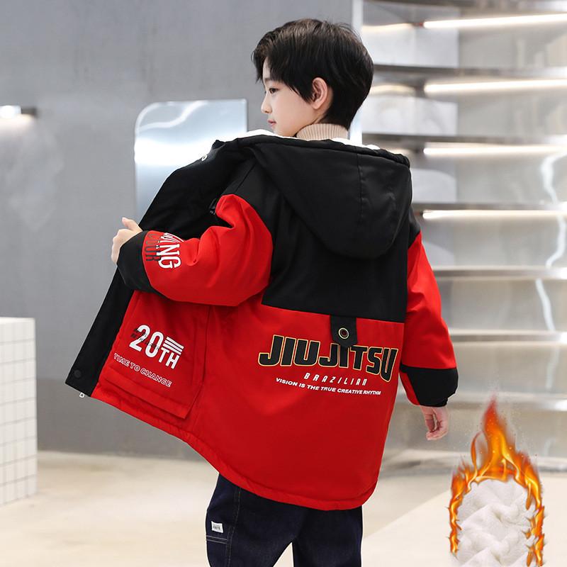 Kinder Winter Plus Samt Dicken Parker Mantel Outdoor Warme Jacke Monogramm Jacke