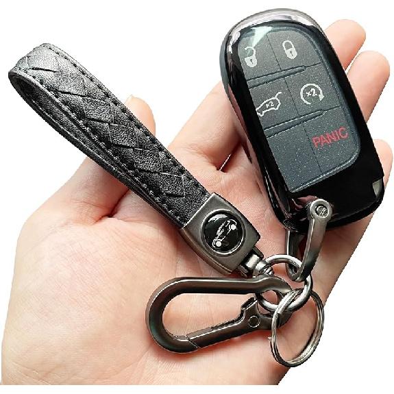 TANDRIVE Key Fob Cover Compatible With 2026 2025-2015 Jeep Compass Dodge Durango Cherokee Grand Cherokee Renegade Challenger Charger RAM Chrysler
