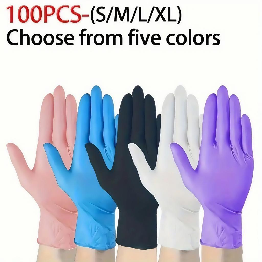 Multi Colored, Disposable Nitrile Gloves, Essential for Kitchen, Pet Care, Hair Dyeing, Nail Art, and Food Preparation