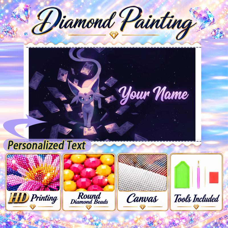Personalized espeon Diamond Art Custom Name 5D Diamond Painting Full Drill DIY Craft