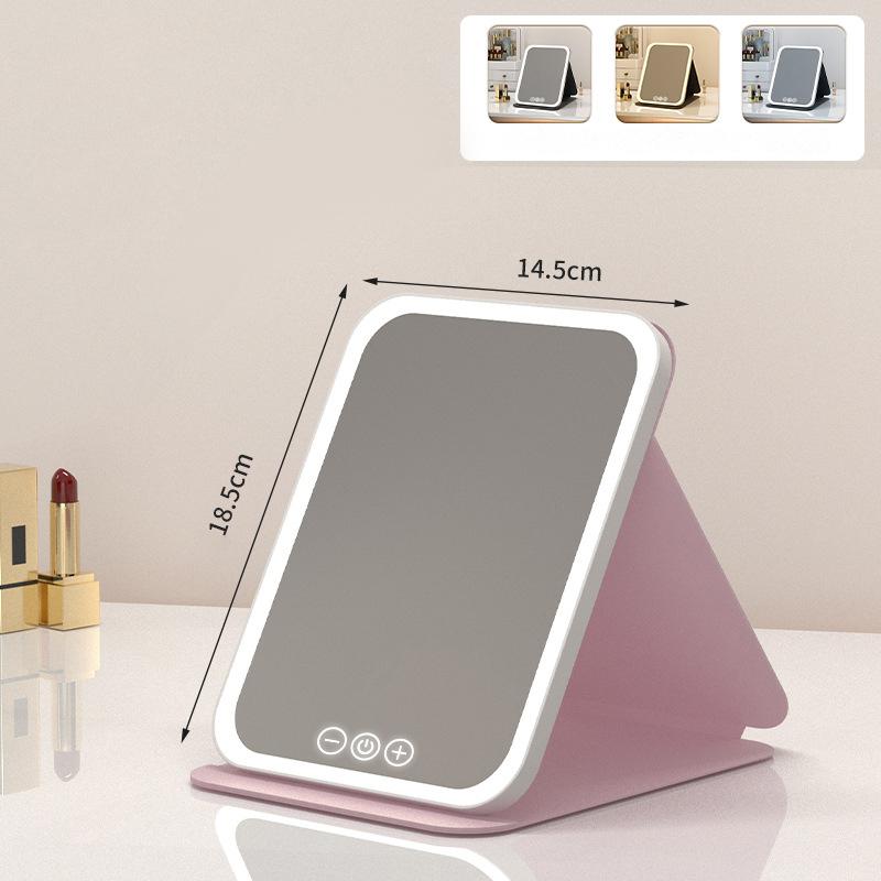 Foldable HD Makeup Mirror Intelligent Touch Control Adjustable Three Color Light LED Cosmetic Mirror Type-c Charging Two Size