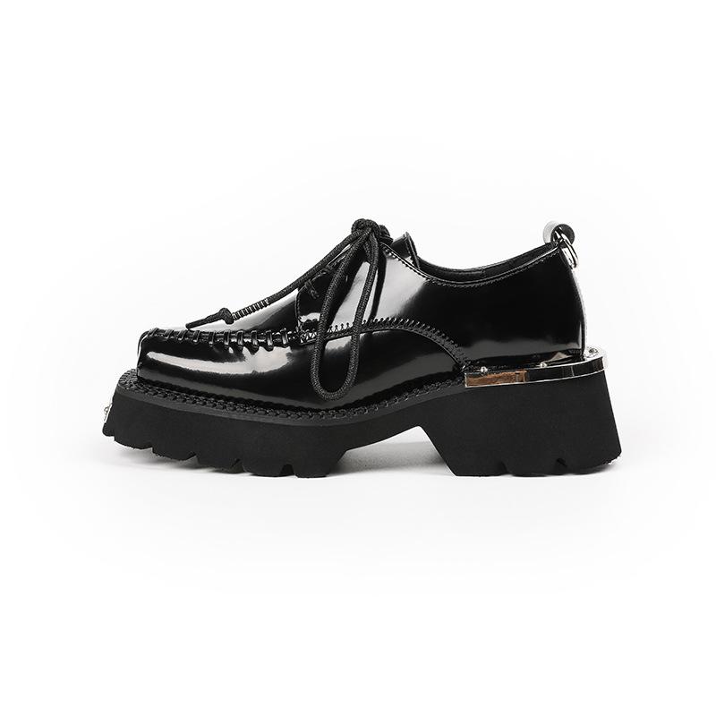 

платформа Женская обувь Весна Новые Массивные Мюли Британский стиль Ленивая обувь Мода Металл Повседневное Платье Квадратный Носок Оксфорды 39