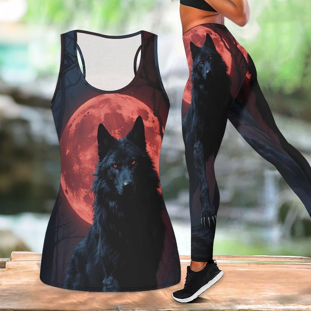 Damski strój do jogi z nadrukiem zwierzęcym, modne legginsy treningowe, zestaw do fitnessu i sportu, casualowy zestaw do jogi, dres sportowy