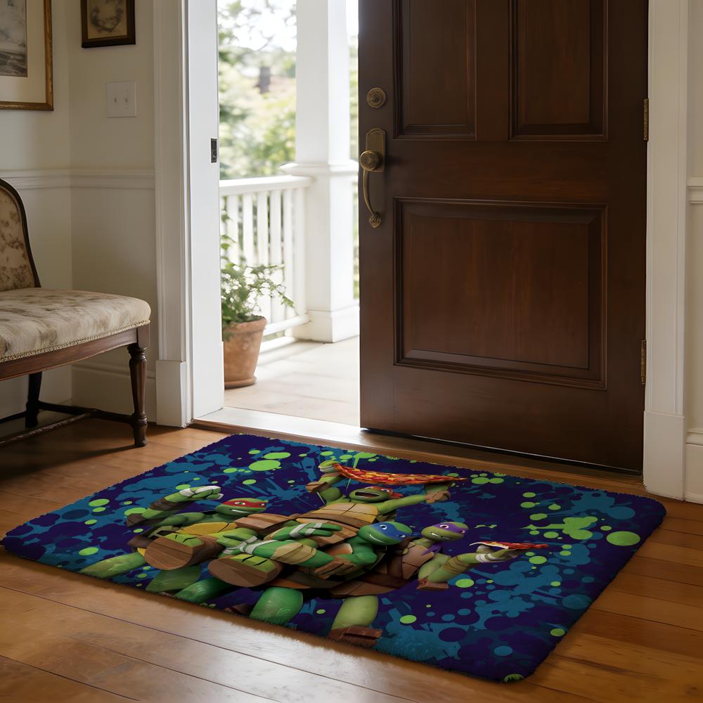 Anime NNinja Turtles Floor Mat Soft Flannel Absorbent Mat Non-Slip Rug Home Bedroom Bathroom