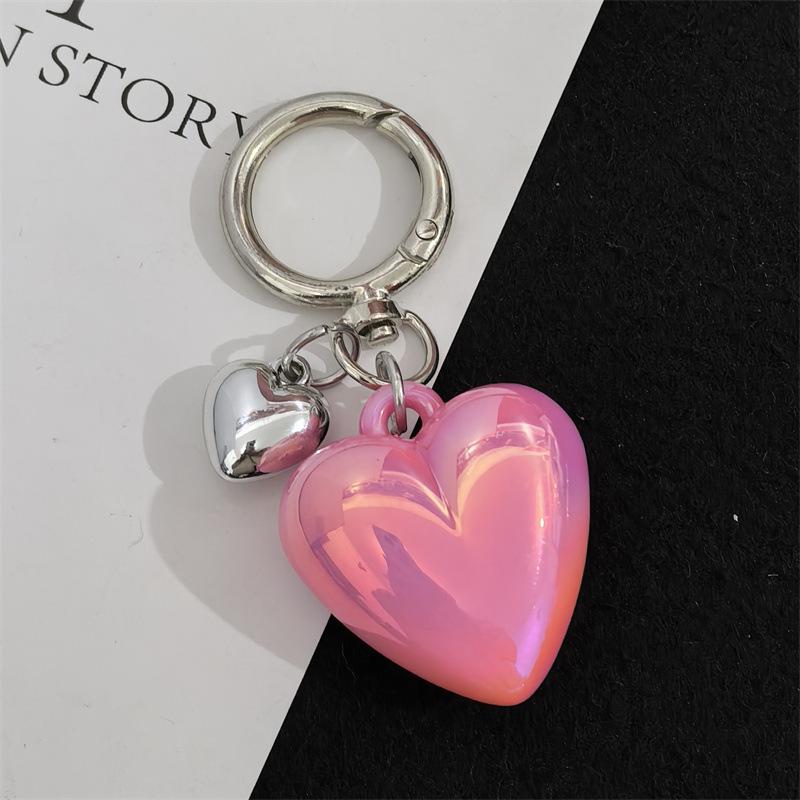 Black Transparent Puffy Heart Charms Keychain Grunge Fashion Bag Backpacks Hanging Ornament Car Key Chain for Women