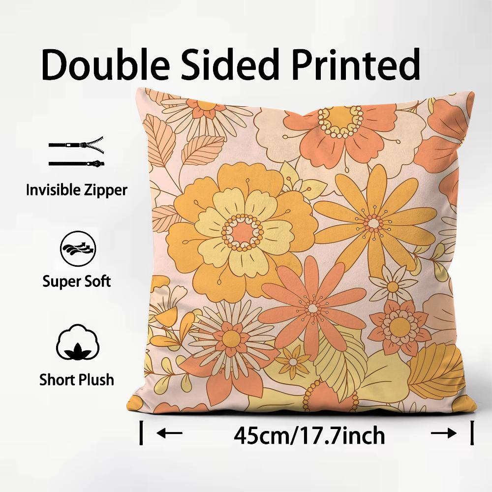 Retro Floral INS Cushion Cover Plush Fabric Soft DoubleSided Printed Sofa Warm Winter Home Child Gift Pillow Case