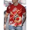 Camiseta Masculina Papai Noel Estampa Gráfica Pulôver Verão Casual Manga Curta Camiseta Engraçada Camisetas Masculinas Natal Roupa Oversized