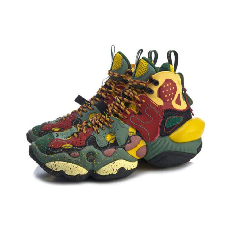 Li Ning Comfortable Versatile Non-Slip Wear-Resistant High-Top Retro Basketball Shoes Men Sneakers Gulf-Green AGBP091-6