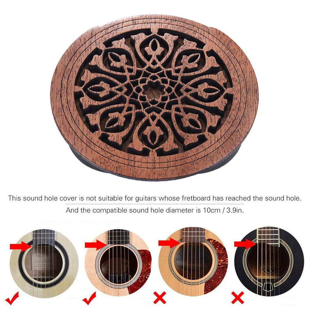 Guitar Wooden Soundhole Sound Hole Cover Block Feedback Buffer Mahogany Wood for EQ Acoustic Folk Guitars