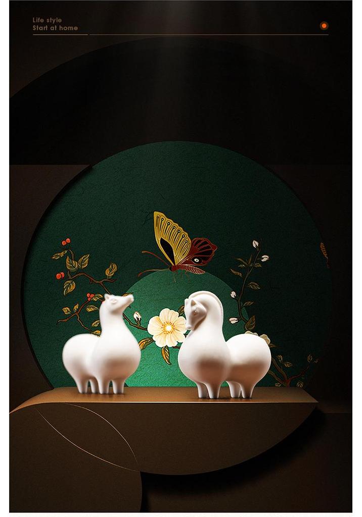 Little Tang Horse Ceramic Tea Pet Ornament - Zodiac Personality Tea Set Accessory for Decoration