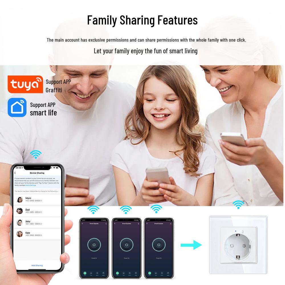 European Smart Double Socket - WiFi Remote Control with Voice and Timer