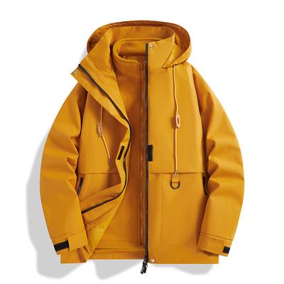 3-in-1 Jacket Solid Color Hooded Men and Women Couple Outdoor Mountaineering Suit