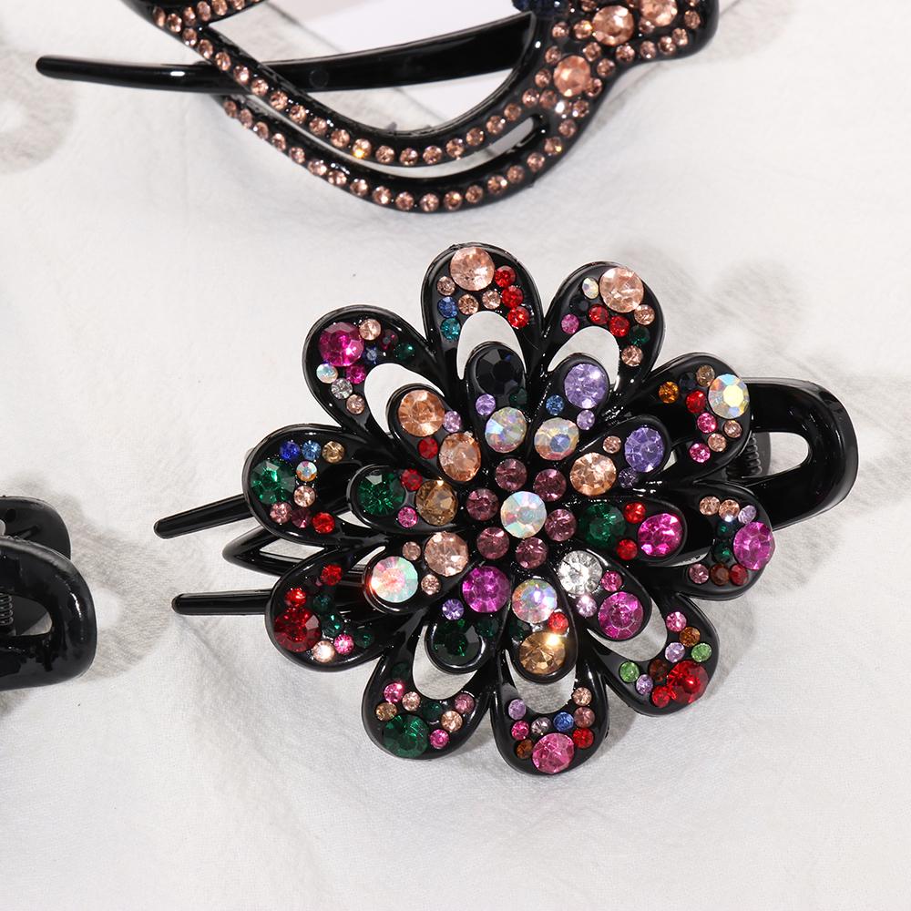 Hair Claws Headwear Accessories Dovetail Duckbill Pins Hairpins Rhinestone Hair Clip Crystal Flower