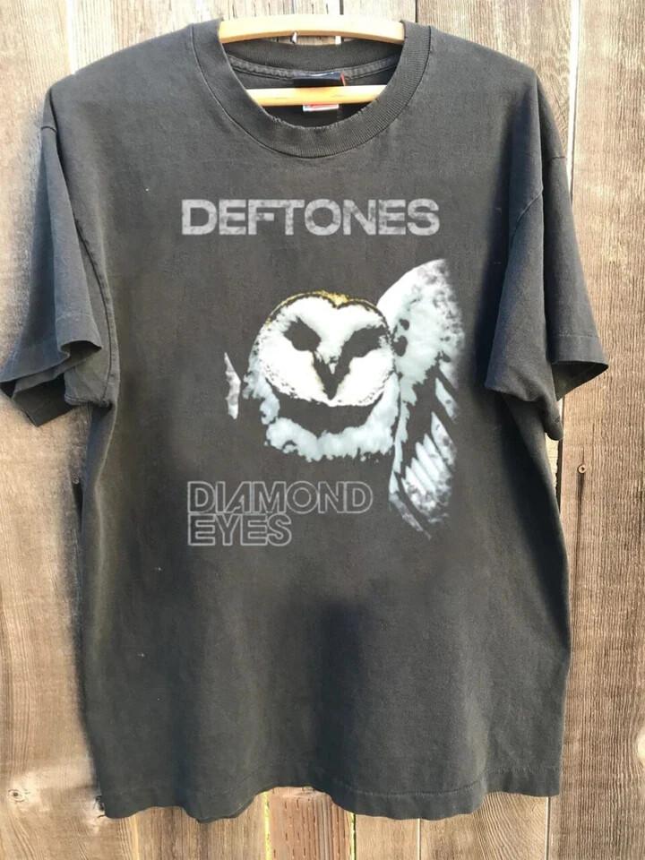 

РАСПРОДАЖА Винтажные футболки Deftones, футболка Diamond Eyes цвета древесного угля, графическая 90-х S