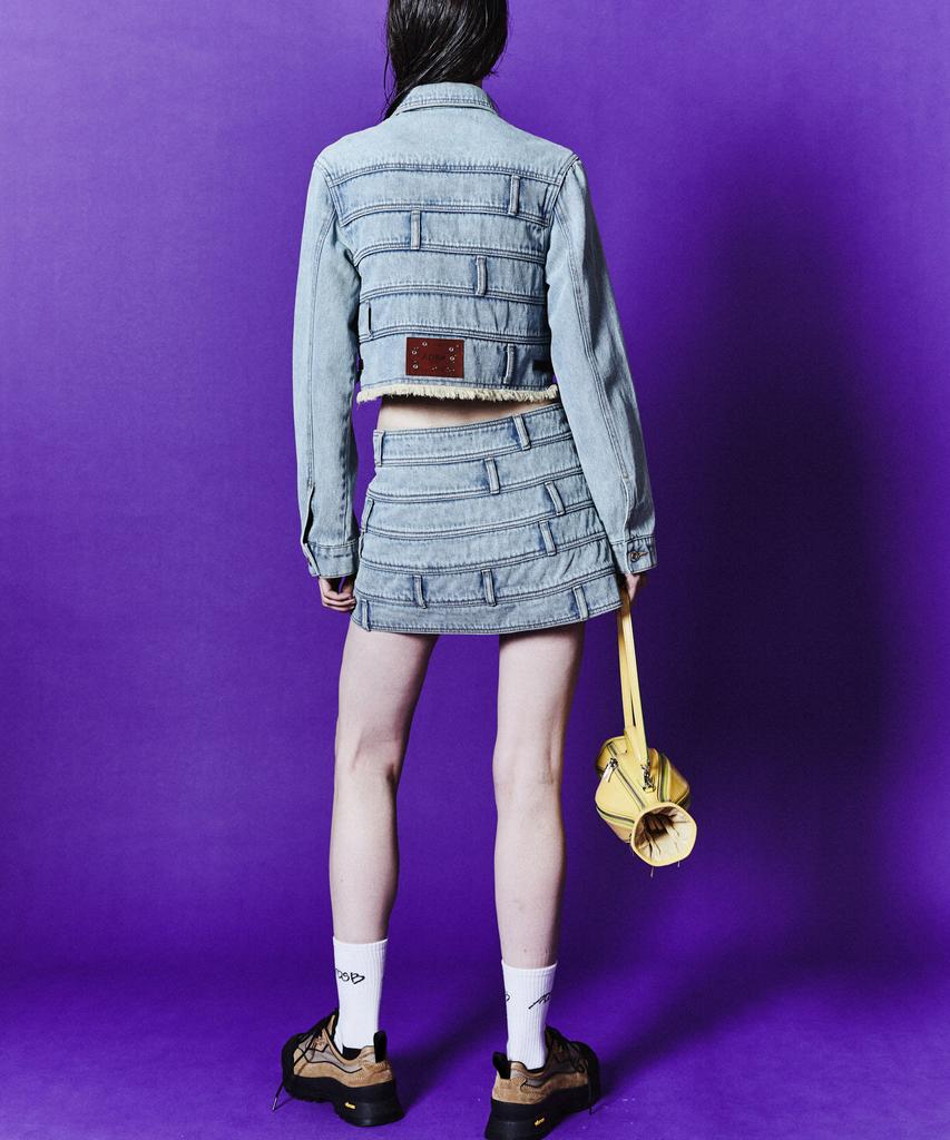 Andersson Bell New Dua Multi-Waisted Denim Skirt Apa713W(Light Blue)