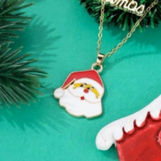 Cross-border Christmas Wish Tree Snowman Reindeer Bells Necklace