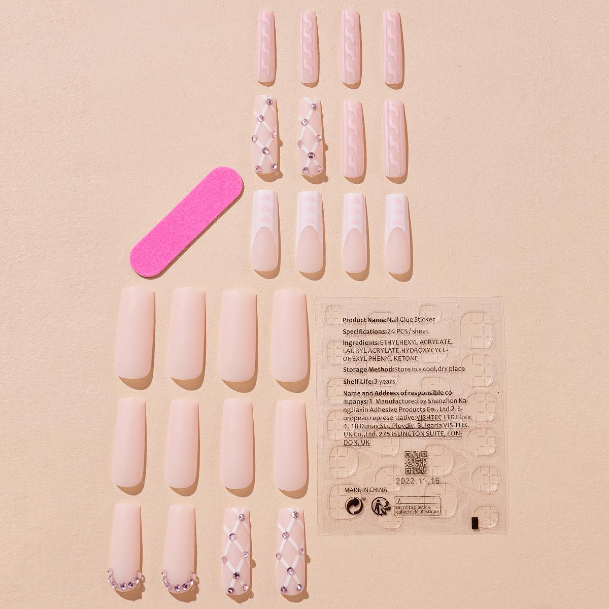 

Европейское и американское сердце Сверхдлинные носимые клетчатые маникюрные накладки для ногтей