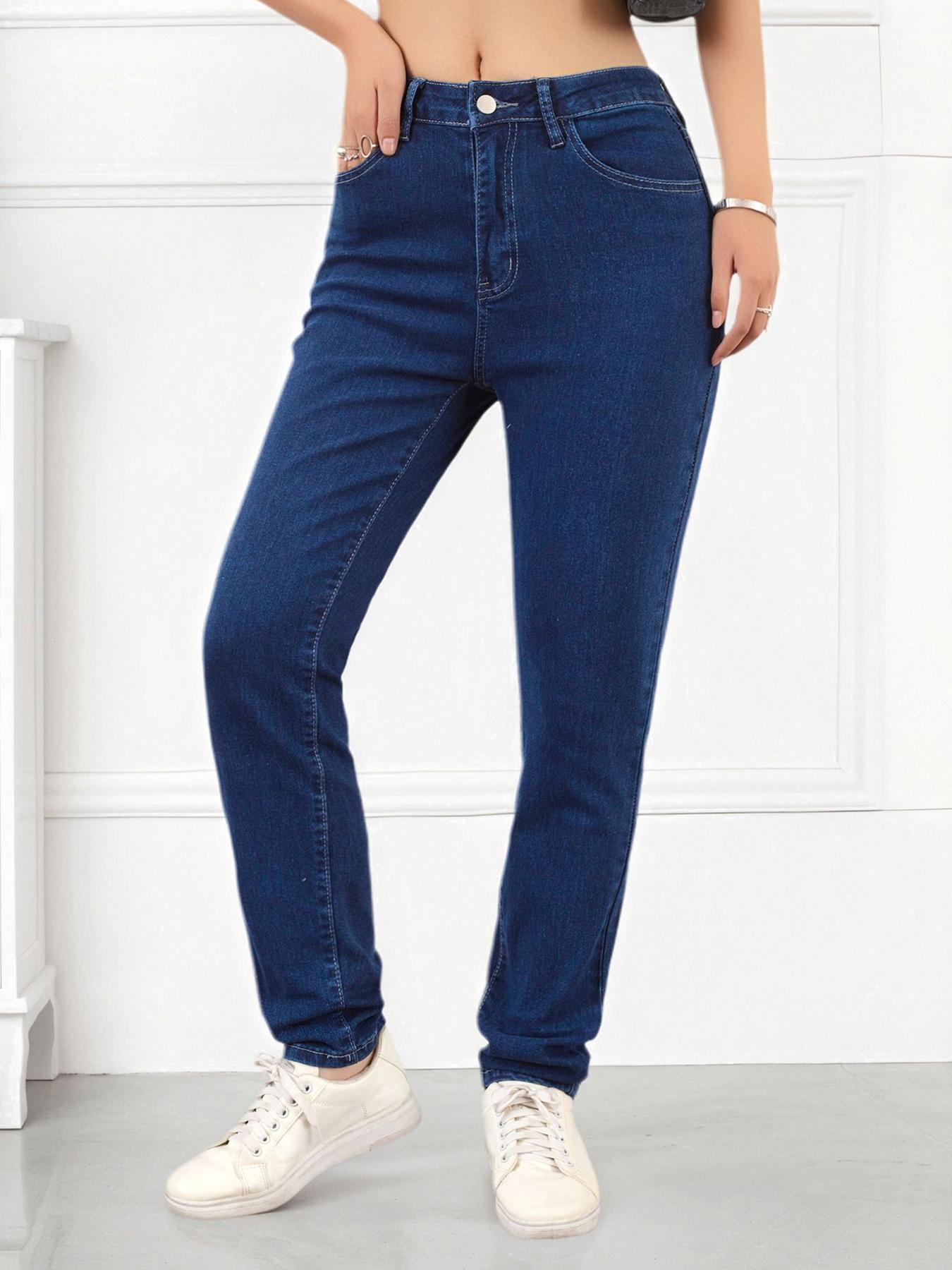 

Puffanpop Women s High Waisted Stretchy Skinny Jeans - Dark Wash Denim Slim Fit Casual Trousers for Daily Wear XXL синій