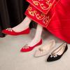 Ladies Footwear Pointed Toe Bride Rhinestone Red Women's Flat Shoes Non Slip Y2k Quick Delivery Wholesale Casual Vacation Spring