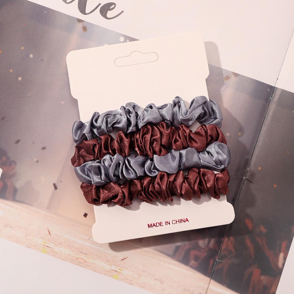 Cross-border Satin Hair Tie & Headband Set - Pig Intestine Style, Simple Ponytail, Leather Bun Tie