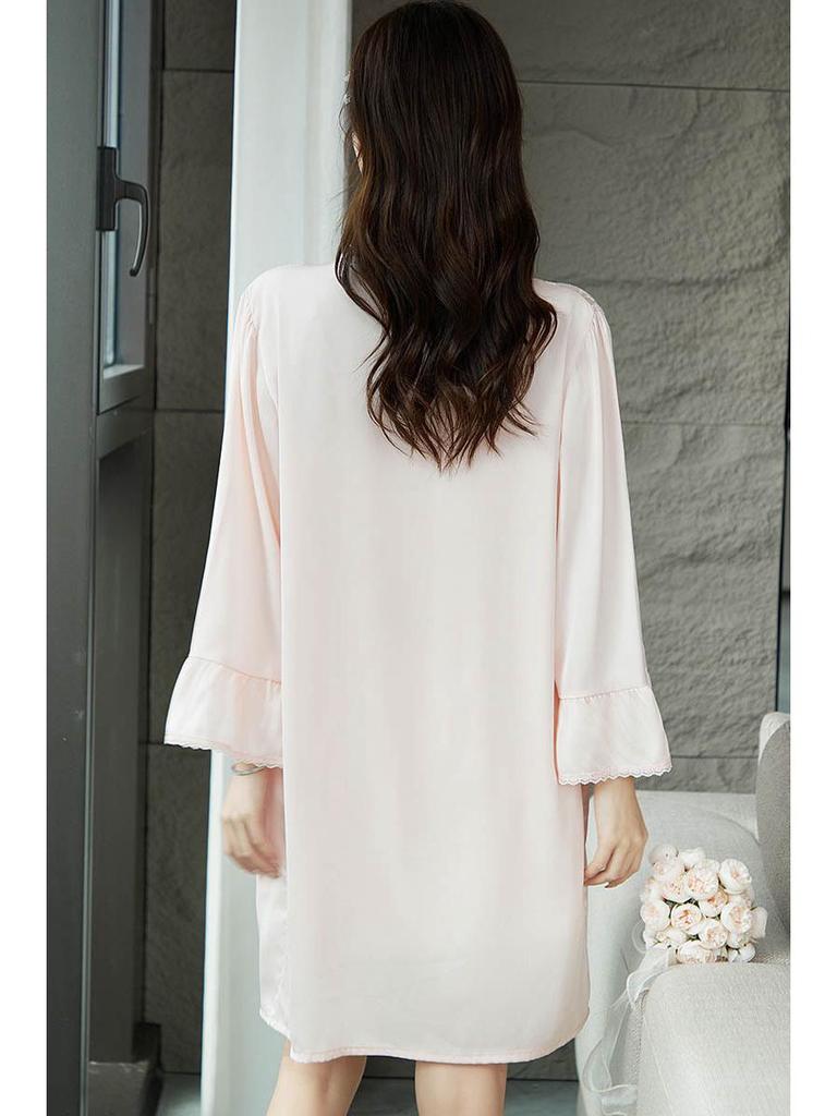 Conjunto de Camisola y Bata de Encaje de Seda de Hielo - Edición Primavera 2025