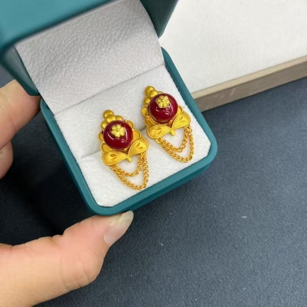 Retro Tibetan Earrings Ethnic Style Versatile Nepalese Niche Earrings Jewelry Stud Earrings Women