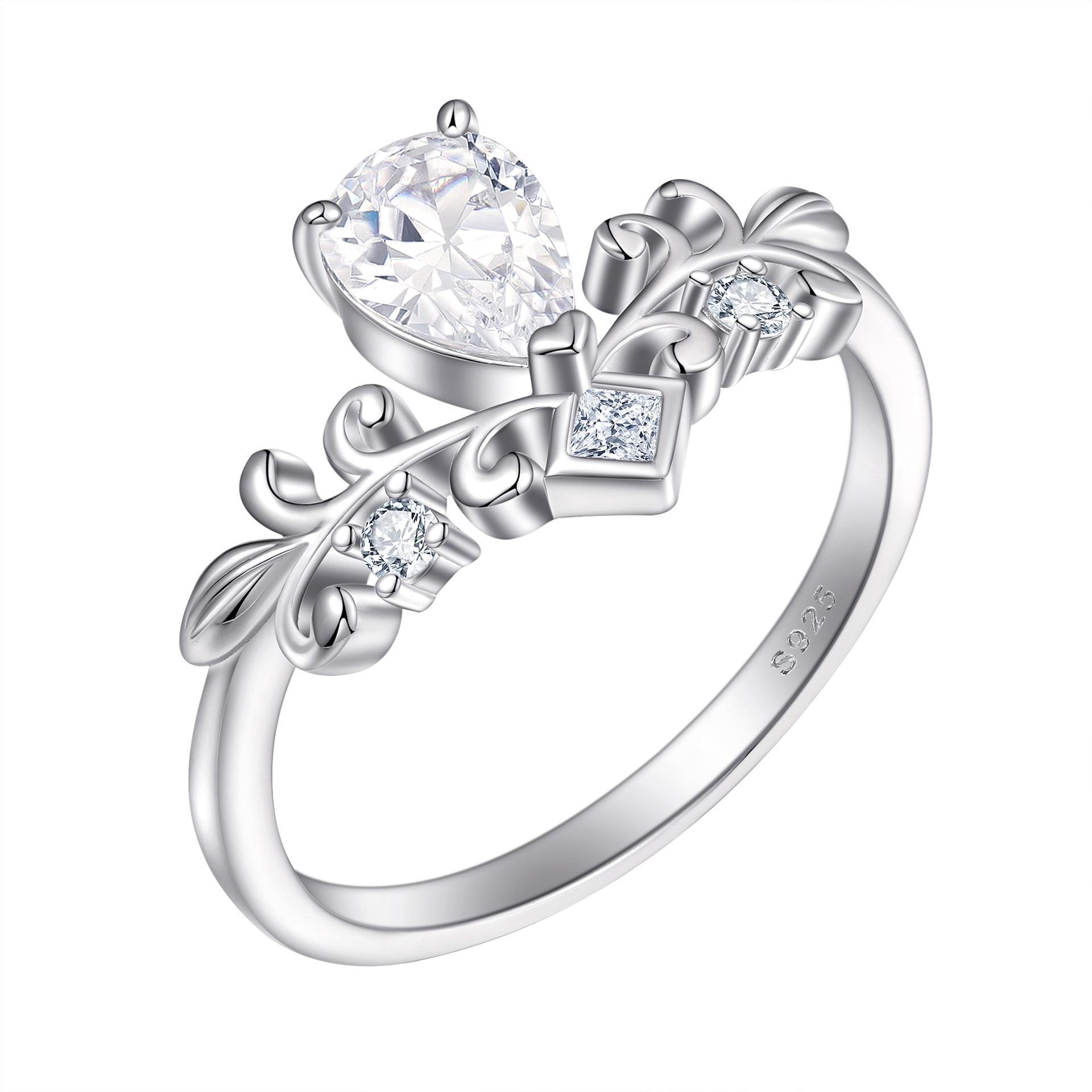 

Elegant Patterned Leaf and Flower 925 Sterling Silver Ring - Luxury Handcrafted Jewelry US Size 5