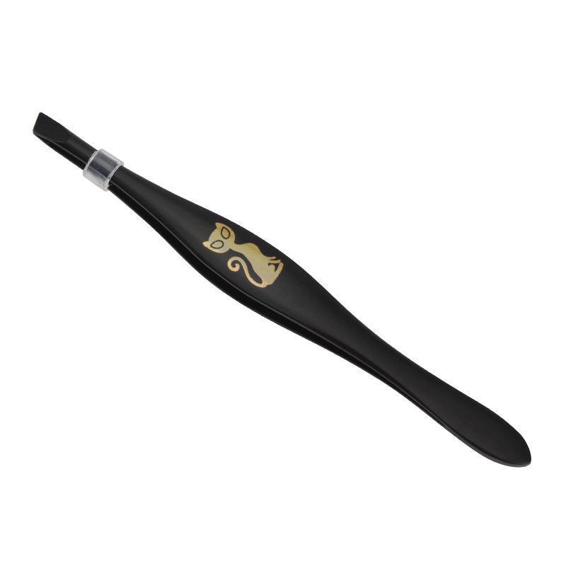 Black Stainless Steel Angled Tweezers for Eyebrow Shaping, Small Makeup Tool