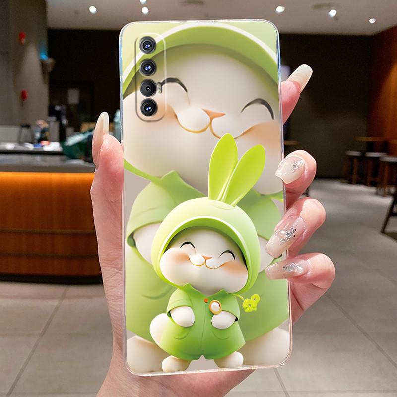 For Oppo Reno 3 Pro 5G Case CPH2009 Cute Love Rabbit Cover Transparent Phone Case For Oppo Reno3 Pro Reno3Pro 4G CPH2035 Fundas