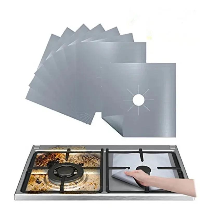 4Pcs Gas Stove Protectors Kitchen Reusable Burner Covers Mat Protector Cleaning Pad Liner Cover top gas stove protectors