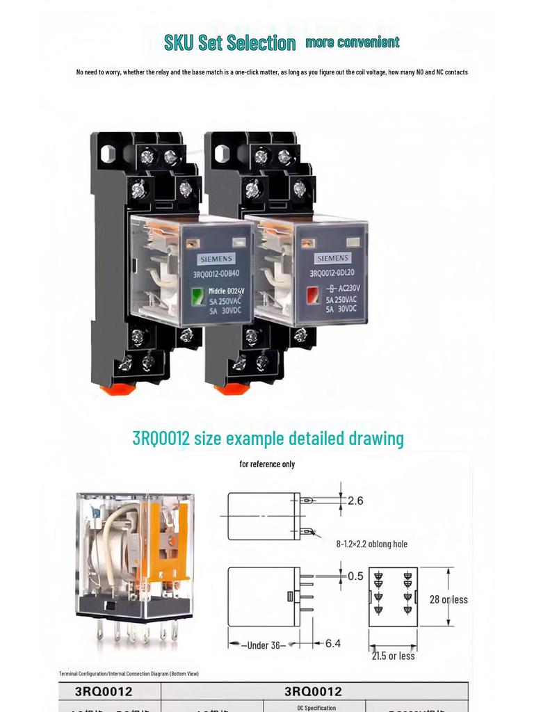 Siemens Relay Models: 3RQ0022-0DL20, 3RQ0054-0CL22, 3RQ0062-0BB41
