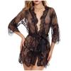 Fashion Women Sexy Dressing Gown Babydoll Lace Lingerie Belt+G-string Bath Robe