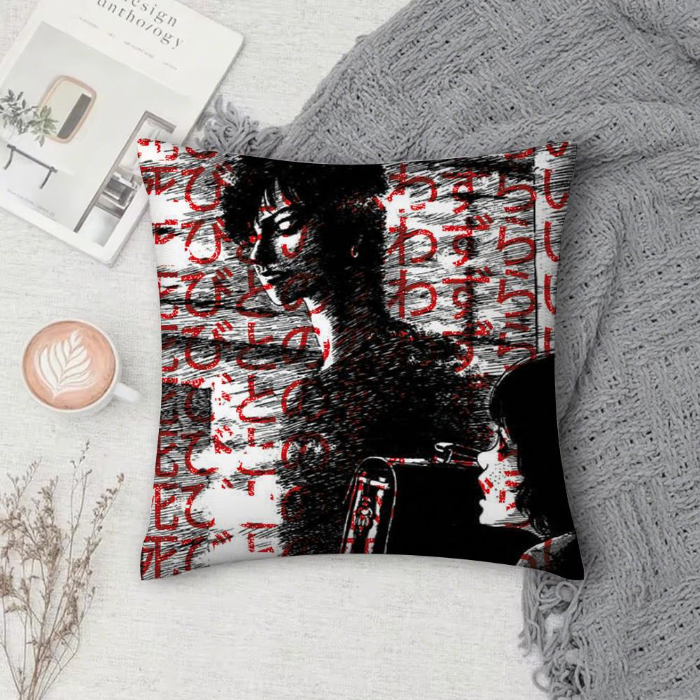 

J-Junji I-Ito Terror Manga Tomie Pillow Case Square Double-Sided Printing Short Plush Sofa Cushion Cover Bedside Pillow 12x12Inch