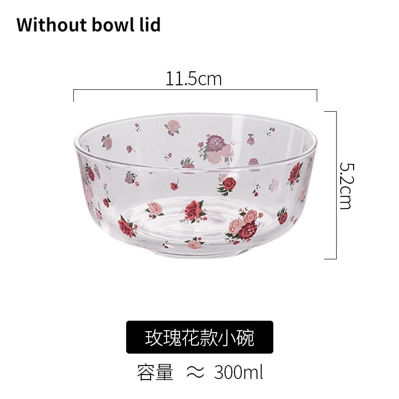 Ins Small Fresh Heat Glass Bowl Hotel Vegetable Fruit Salad Household Rice Instant Insulation