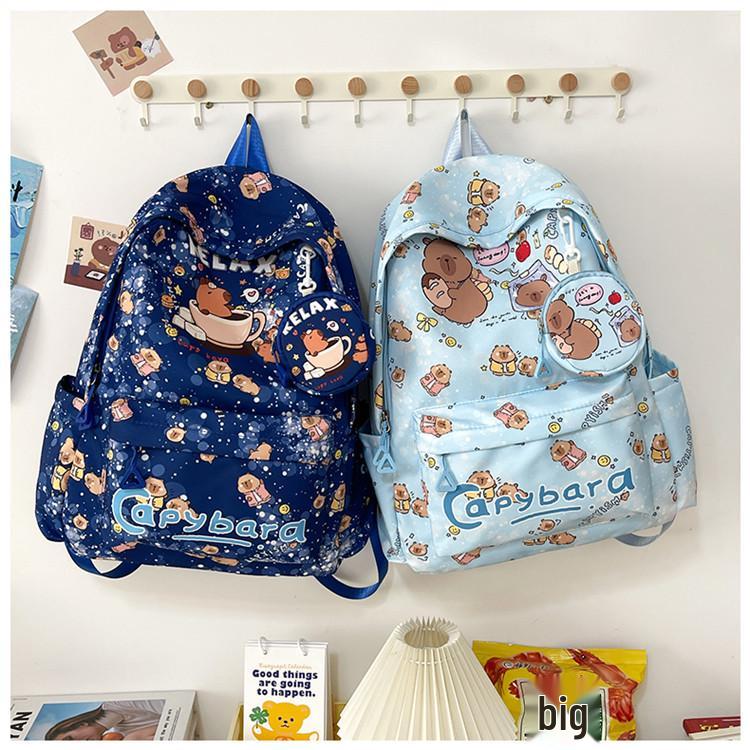 New Style Lightweight Children's Backpack - Large Capacity for Boys & Girls, Double Shoulder Bag with Capybara Design