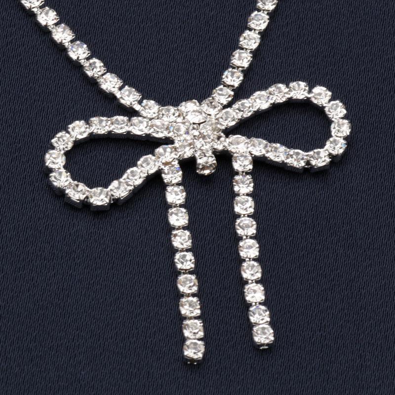 Elegant And Rhinestone Bow Necklace Earring Set Shining Claw Chain Suitable For Parties And Gifts Fashion Accessories For All Seasons