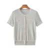 Mom's French Style Ice Silk Knit Top, Short Sleeve, Versatile & Stylish T-shirt for Middle-Aged Women, New Summer Fashion.