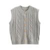 Autumn women's new top retro women's sweater cardigan gray knitted vest women's small