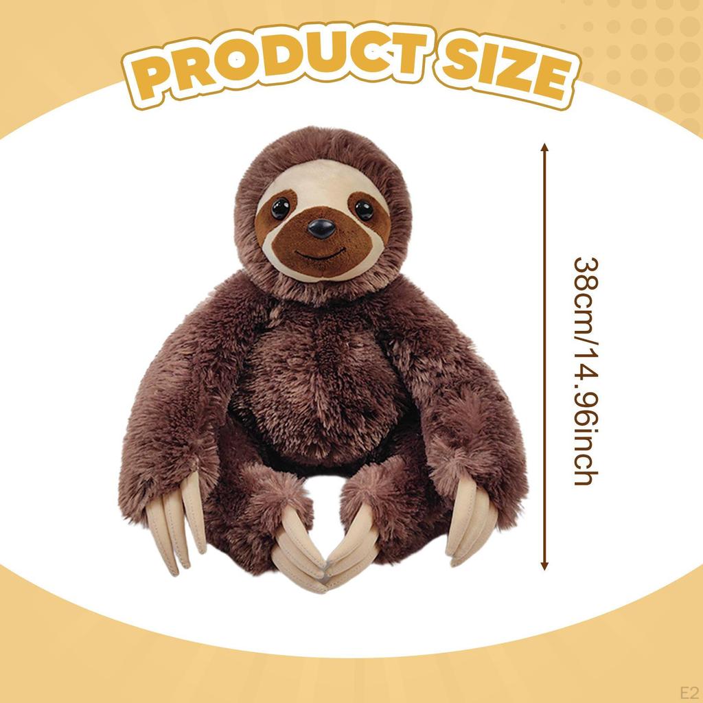 Three Toed Sloth Figure Stuffed Animal Doll, Soft Huggable 38cm Toy for Festival Room,