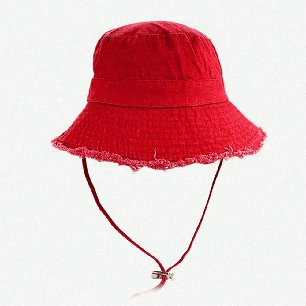 New Fashionable Style Bucket Hat Sun Resistant Adjustable Fisherman Cap Fringed Solid Color Summer Sunshade Hat Four Seasons