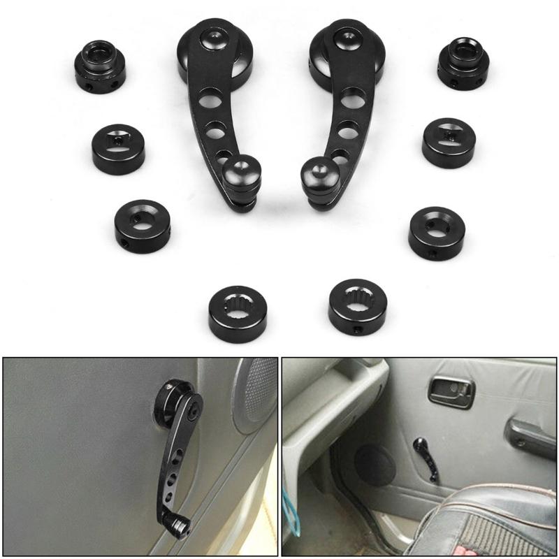 2pcs Window Crank Handle Winder Riser Billet CNC Aluminum Alloy Universal Auto Car Wagon Door Window Crank Handle Winder