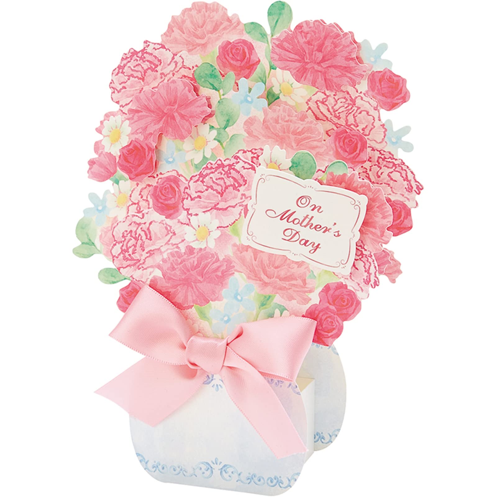 Sanrio Day Message 3D Vase with Greeting JMD SANRIO Ships Internationally Mother s Card, Ribbon, Card, 13-3, 711390, розовый