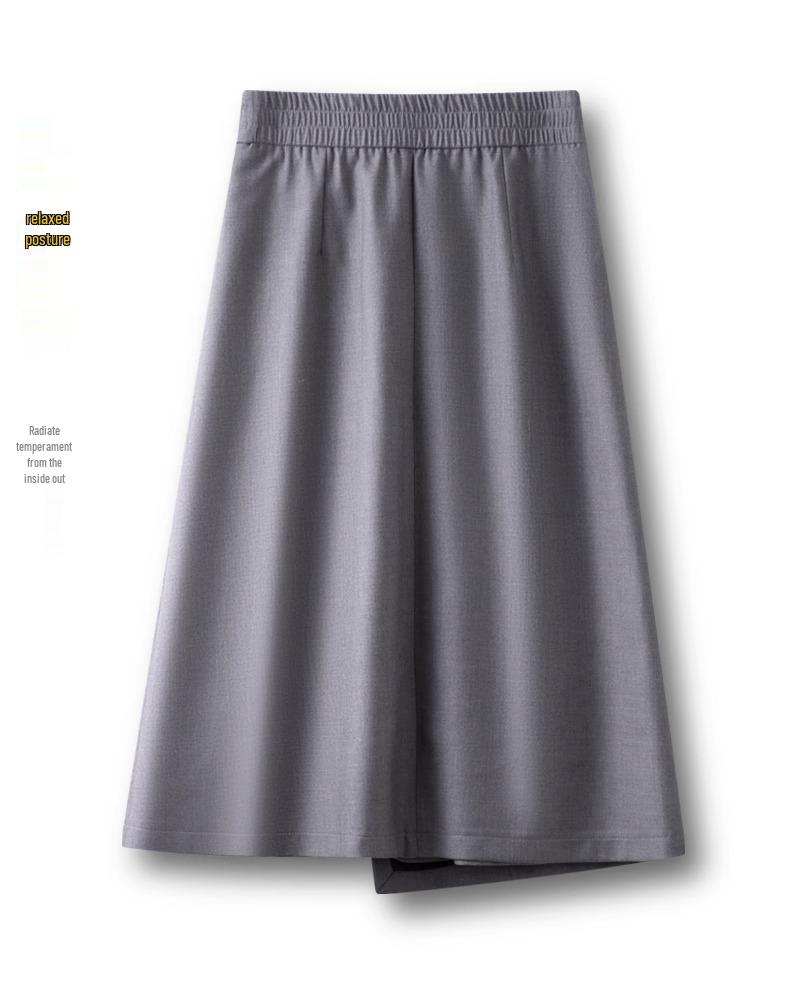 Women's Irregular High-Waist Midi Skirt - Drapey Pleats, A-Line, Spring/Autumn 2025 Collection