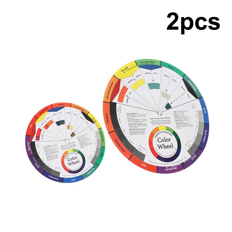 2 Stück Farbpapier-Kartenrad Dreistufiges Design Mischführer Runder Mittelkreis Dreht sich Für Nägel Microblading Tattoo Make-up Zubehör