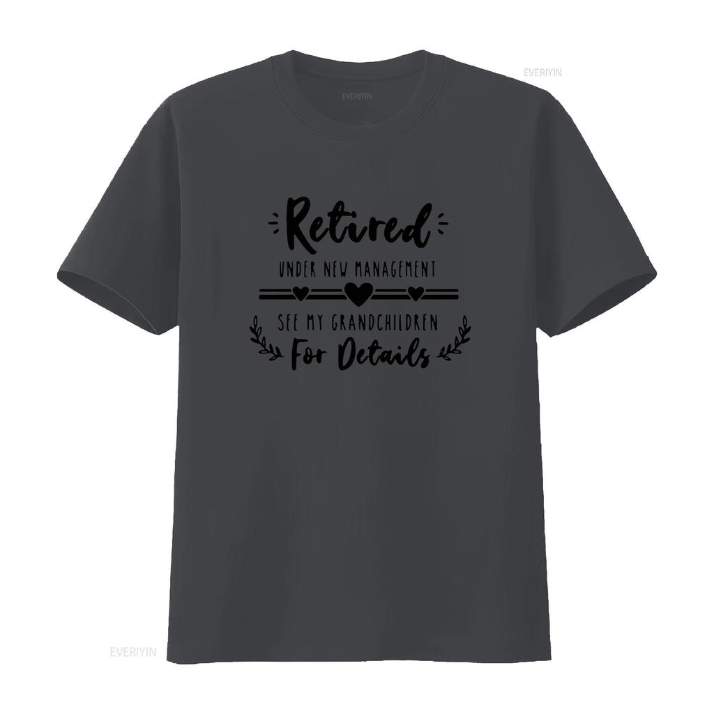 Retired Under New Management See Grandchildren For Details T Shirt Funny Retirement Grandma Womens White Large vintage Washed